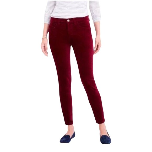 J Crew Factory Women Corduroy Pant SZ 31 Burgandy Slim Fit Mid Rise Comfy Pant - Picture 1 of 10